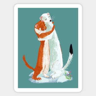 Weasel hugs !!! (cute) Magnet